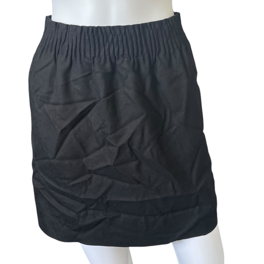 J Crew Black Wool Blend Mini Skirt Classic Neutral Pull On Size 0